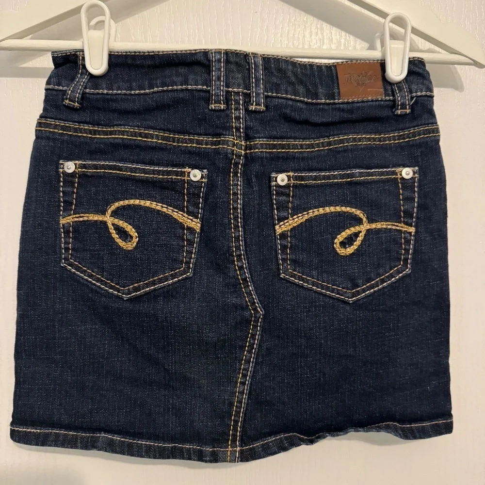 Justice girls denim blue jean skirt skort shorts mini dark wash 12R trendy cute